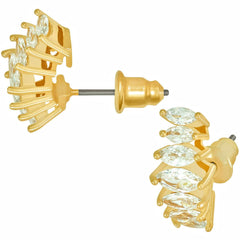 Gold Plated “Stacked Diamonds” Cubic Zirconia Stud Earrings
