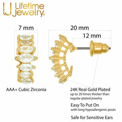 Gold Plated “Stacked Diamonds” Cubic Zirconia Stud Earrings