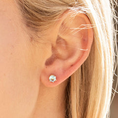 Gold Plated Cubic Zirconia Circle Birthstone Stud Earrings