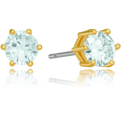 Gold Plated Cubic Zirconia Circle Birthstone Stud Earrings