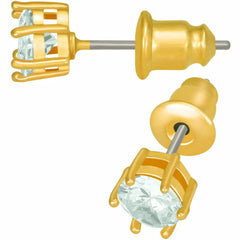 Gold Plated Cubic Zirconia Circle Birthstone Stud Earrings