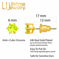 Gold Plated Cubic Zirconia Circle Birthstone Stud Earrings