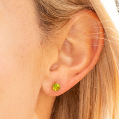 Gold Plated Cubic Zirconia Circle Birthstone Stud Earrings