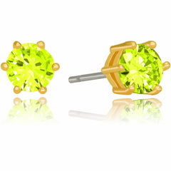 Gold Plated Cubic Zirconia Circle Birthstone Stud Earrings