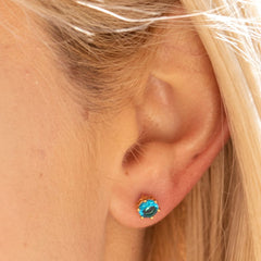 Gold Plated Cubic Zirconia Circle Birthstone Stud Earrings