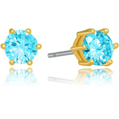Gold Plated Cubic Zirconia Circle Birthstone Stud Earrings