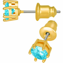 Gold Plated Cubic Zirconia Circle Birthstone Stud Earrings