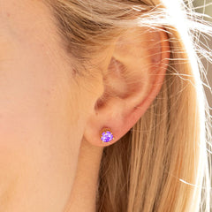 Gold Plated Cubic Zirconia Circle Birthstone Stud Earrings