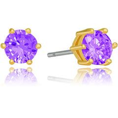 Gold Plated Cubic Zirconia Circle Birthstone Stud Earrings