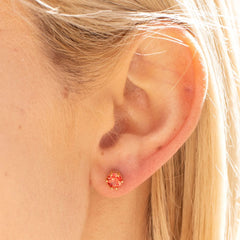 Gold Plated Cubic Zirconia Circle Birthstone Stud Earrings