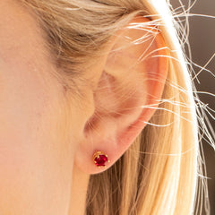 Gold Plated Cubic Zirconia Circle Birthstone Stud Earrings