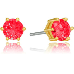 Gold Plated Cubic Zirconia Circle Birthstone Stud Earrings