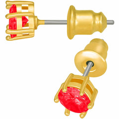 Gold Plated Cubic Zirconia Circle Birthstone Stud Earrings