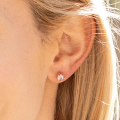 Gold Plated Cubic Zirconia Circle Birthstone Stud Earrings
