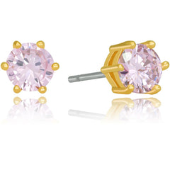 Gold Plated Cubic Zirconia Circle Birthstone Stud Earrings
