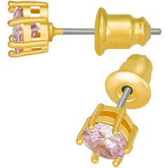 Gold Plated Cubic Zirconia Circle Birthstone Stud Earrings