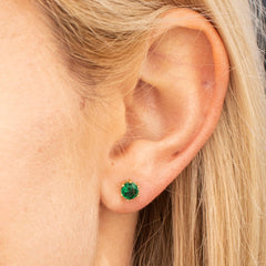 Gold Plated Cubic Zirconia Circle Birthstone Stud Earrings