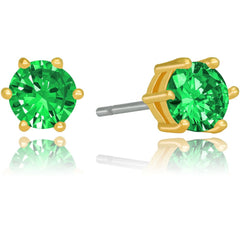 Gold Plated Cubic Zirconia Circle Birthstone Stud Earrings
