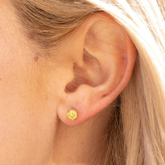 Gold Plated Cubic Zirconia Circle Birthstone Stud Earrings