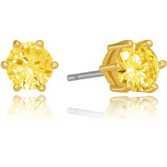 Gold Plated Cubic Zirconia Circle Birthstone Stud Earrings
