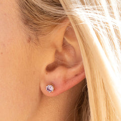 Gold Plated Cubic Zirconia Circle Birthstone Stud Earrings
