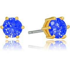 Gold Plated Cubic Zirconia Circle Birthstone Stud Earrings