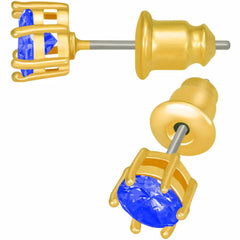 Gold Plated Cubic Zirconia Circle Birthstone Stud Earrings
