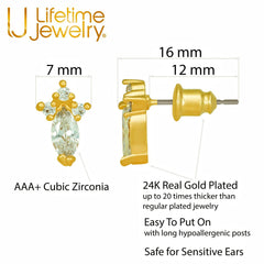 Cubic Zirconia Marquise Birthstone Stud Earrings