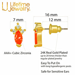 Cubic Zirconia Marquise Birthstone Stud Earrings