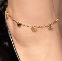 Gold Plated Butterfly Anklet