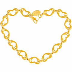 Gold Plated Flat Heart Link Anklet