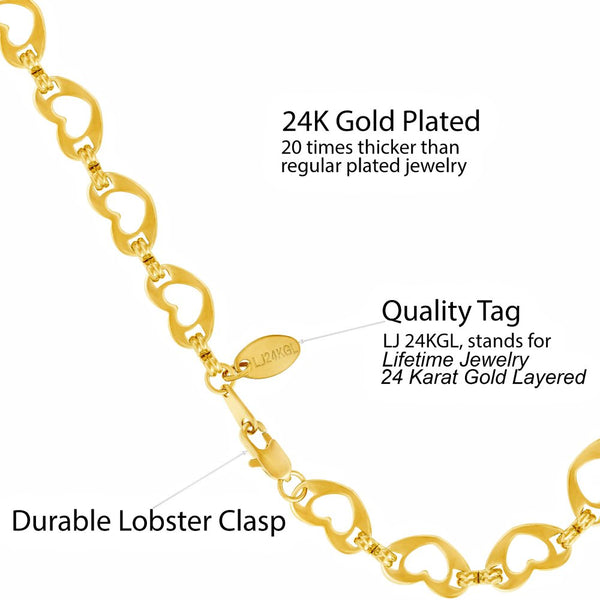 Flat Heart Link Anklet - Gold Plated Jewelry | Lifetime Jewelry