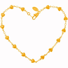 Gold Plated Solid Heart Link Anklet