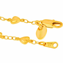 Gold Plated Solid Heart Link Anklet