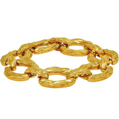 Gold Plated Grooved O-Link Bracelet