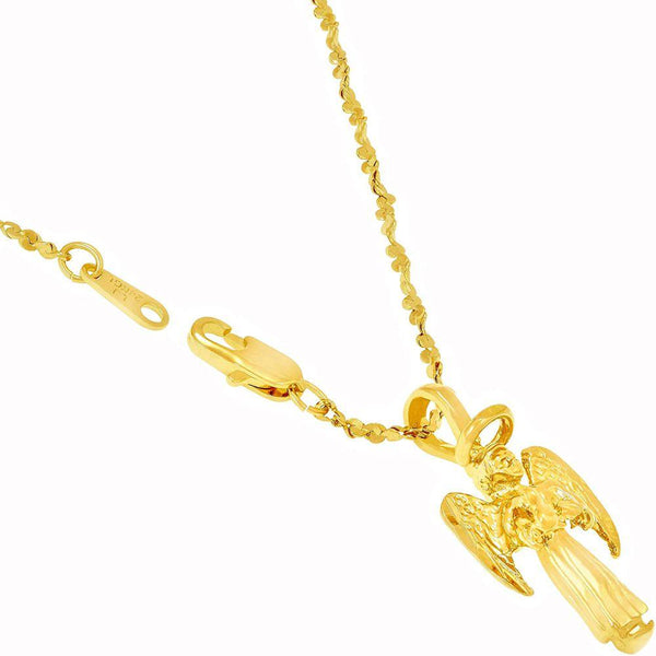 Gold Plated Guardian Angel Pendant Necklace