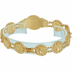 Gold Plated Lady of Guadalupe Emblem Link Bracelet
