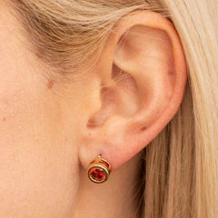 Gold Plated Cubic Zirconia Button Birthstone Stud Earrings