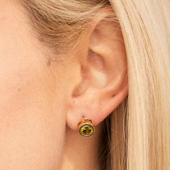 Gold Plated Cubic Zirconia Button Birthstone Stud Earrings