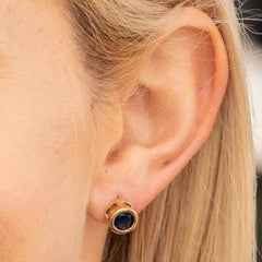Gold Plated Cubic Zirconia Button Birthstone Stud Earrings