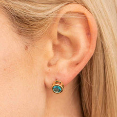 Gold Plated Cubic Zirconia Button Birthstone Stud Earrings