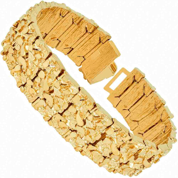 Gold Plated 23mm Extra Wide Nugget Bracelet