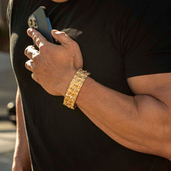 Gold Plated 23mm Extra Wide Nugget Bracelet