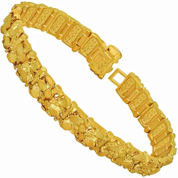 Gold Plated 13mm Narrow Nugget Bracelet