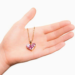 Gold Plated Pink Cubic Zirconia Heart Necklace