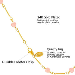 Gold Plated Pink Hearts Anklet