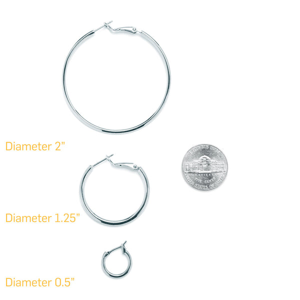 Silver Plated Hoop Earrings, Medium by sizes