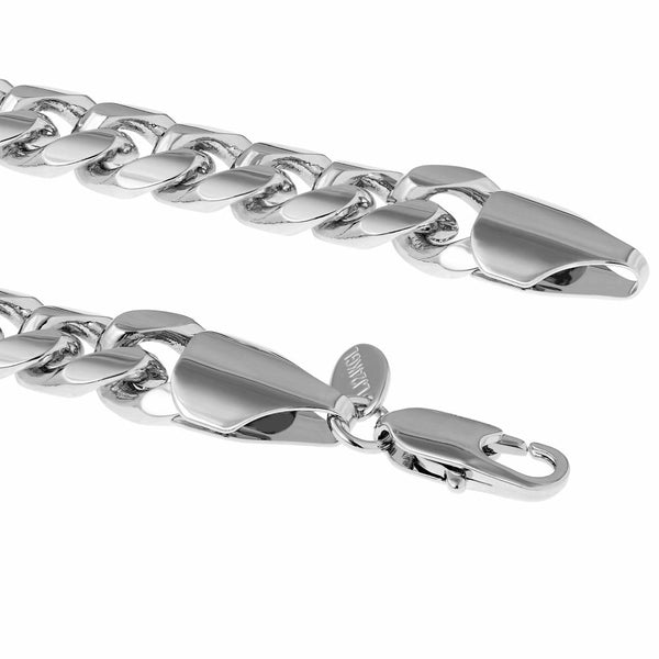 White Gold plated 11mm Cuban Link Chain (Rhodium)