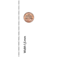 White Gold plated 1.5mm Figaro Chain (Rhodium)