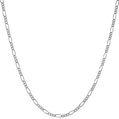 White Gold plated 1.5mm Figaro Chain (Rhodium)